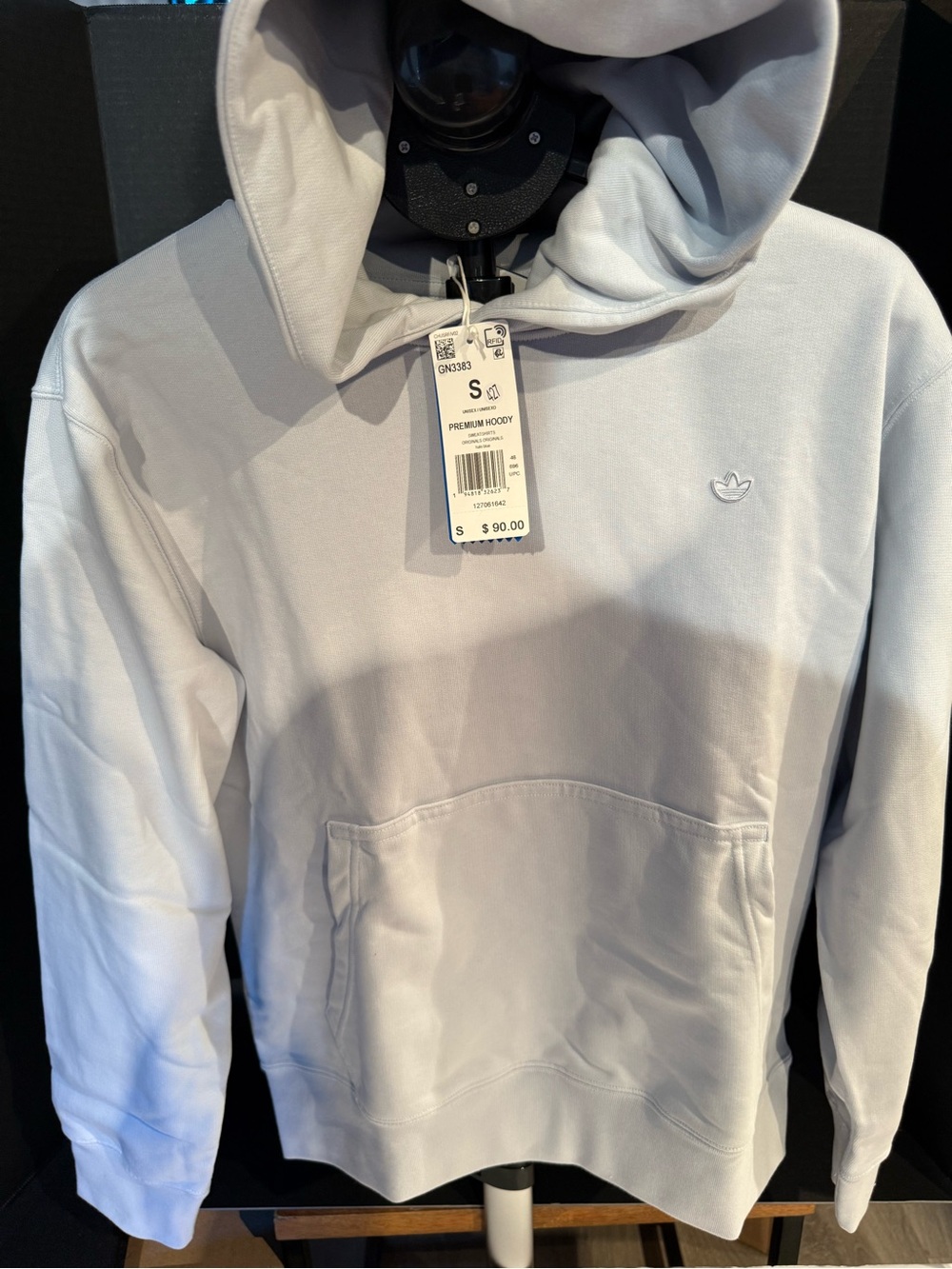 Adidas Unisex heavy Gray Trefoil Hoodie Small